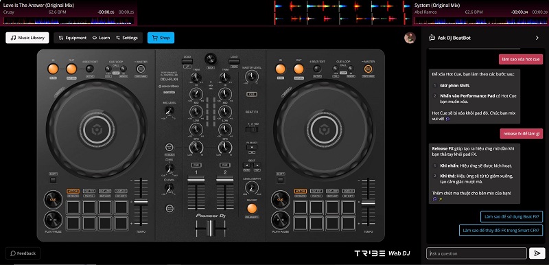 giao diện web dj online tribexr