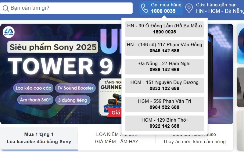 gọi hotline điện tử linh anh qua website