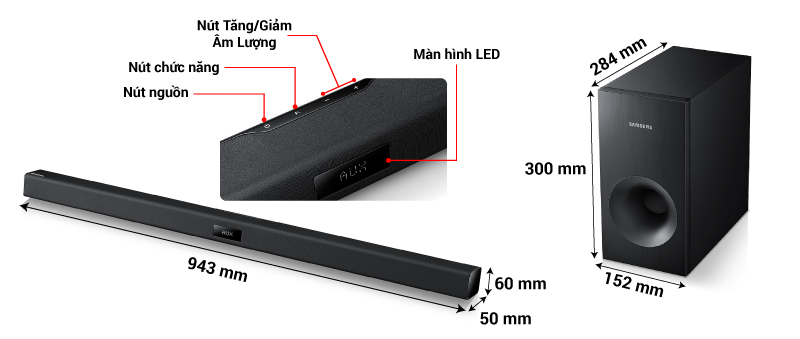 Loa thanh Samsung HW-F355 thông số kỹ thuật