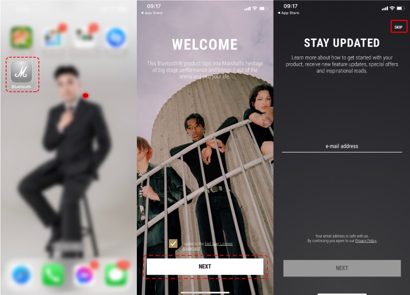 kết nối loa marshall wilen với app