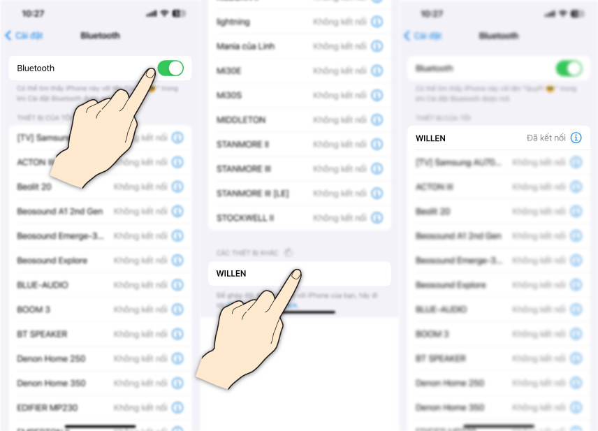 kết nối loa willen bluetooth
