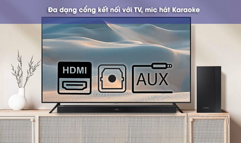 kết nối trên loa thanh samsung hw k450