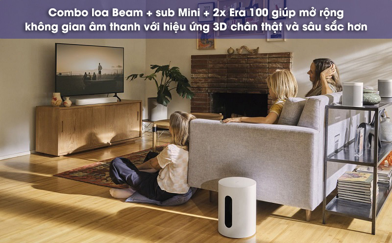không gian cho combo loa beam + sub mini + era 100