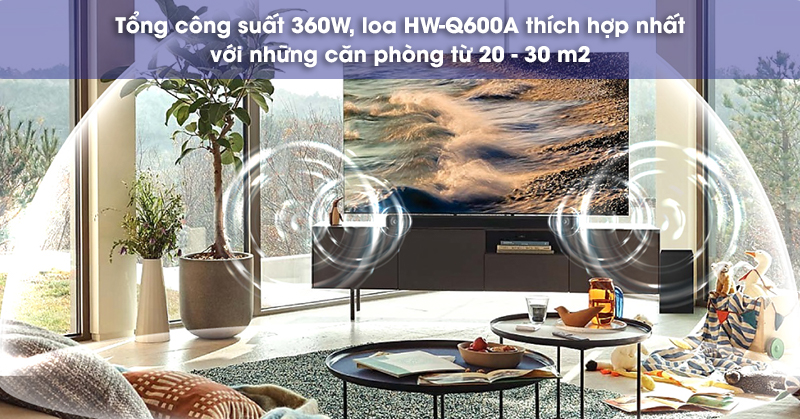 không gian hợp với loa thanh hw-q600a