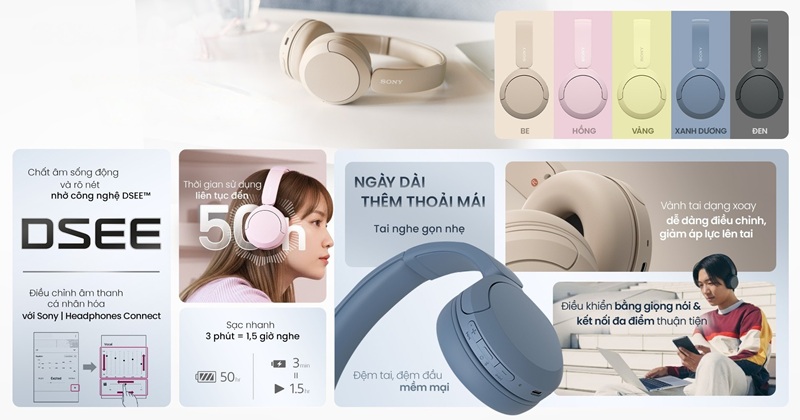 khuyến mại tai nghe sony wh-ch720n và sony wh-ch520