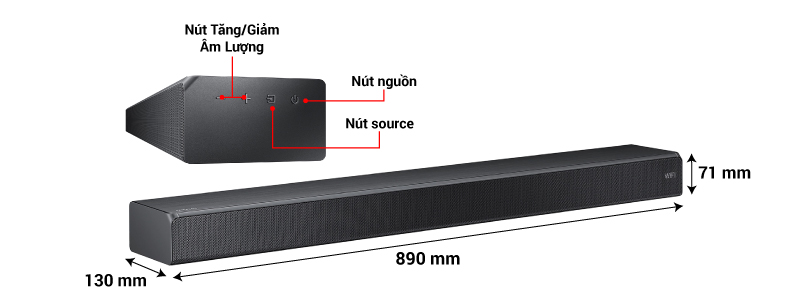 kích thước chi tiết loa thanh samsung hw ms550