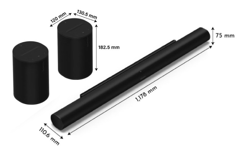 kích thước loa arc ultra + era 100