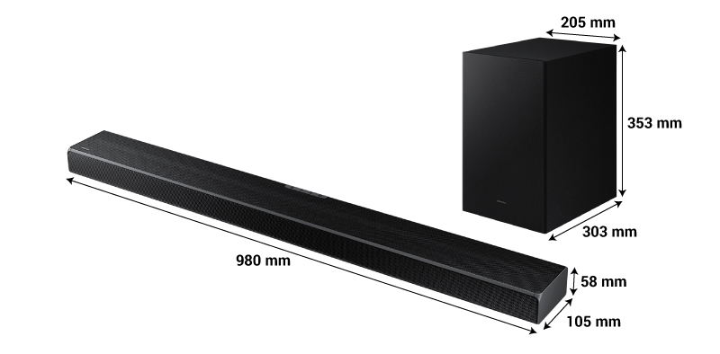 kích thước loa thanh samsung hw-q600a