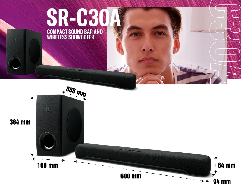 kích thước loa thanh sr-c30a