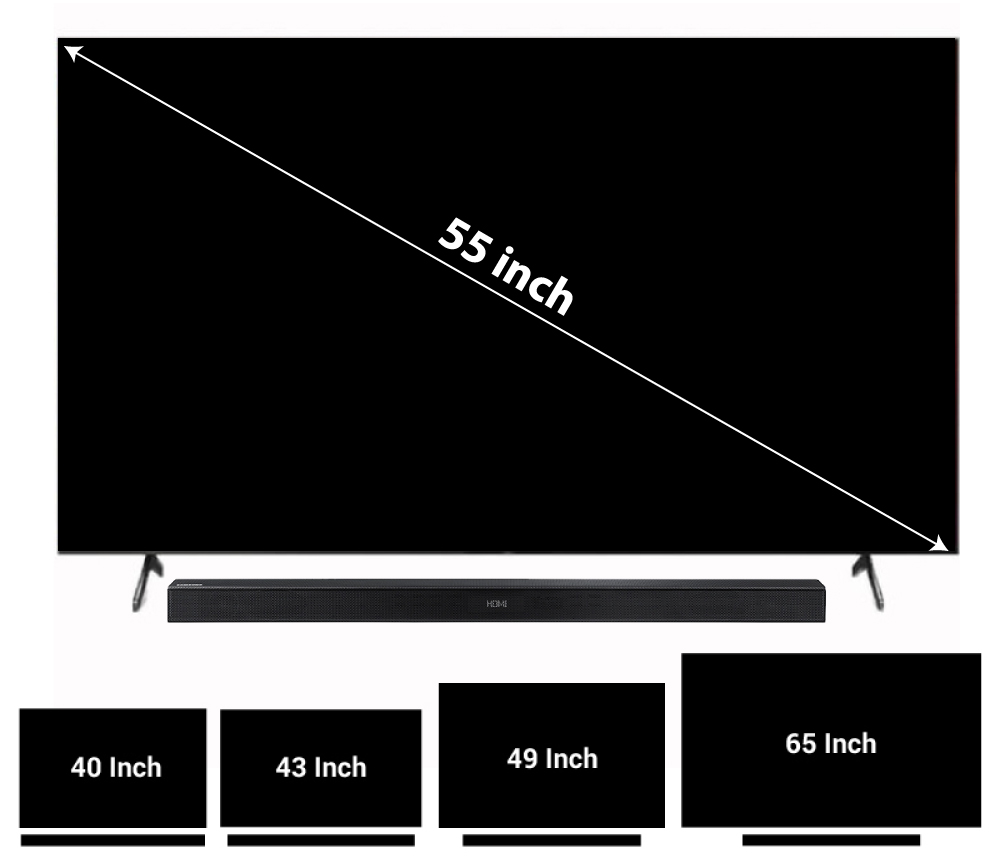 kích thước soundbar m450 so với tv