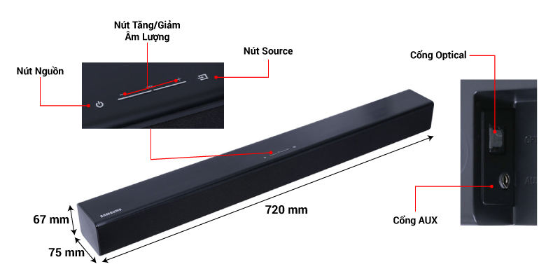 kích thước soundbar samsung hw-j250