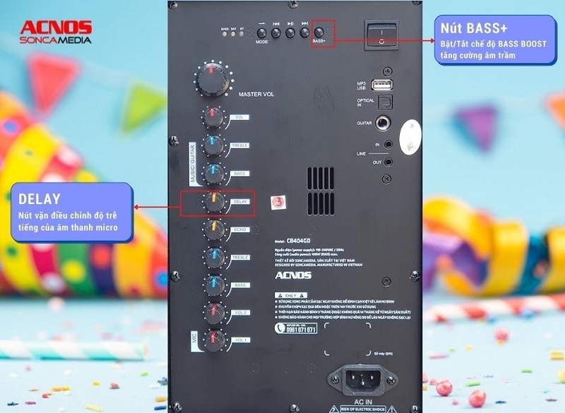 Loa karaoke di động acnos cb404gd tích hợp vang số chỉnh cơ có boost bass
