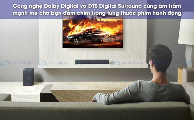 loa soundbar lg sj7 sở hữu âm trầm uy lực