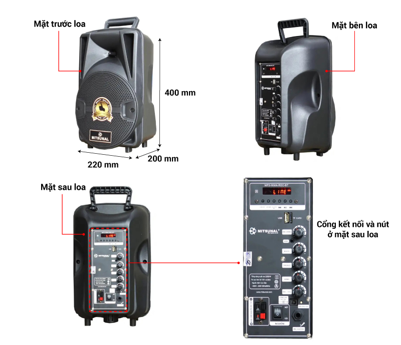 thông số loa mitsunal t801