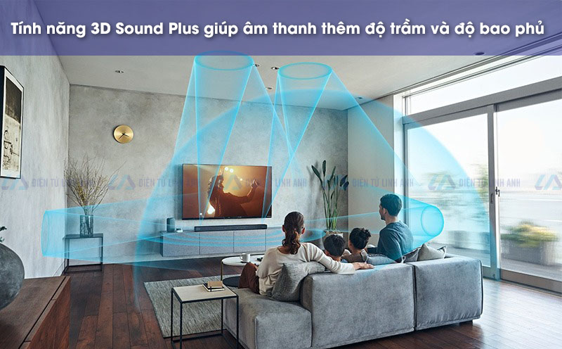loa thanh hw-f355 trang bị tính năng 3D Sound Plus