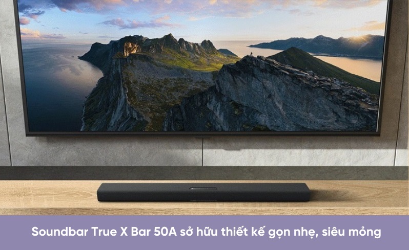 loa soundbar yamaha true x bar 50a (sr-x50a) với thiết kế siêu mỏng