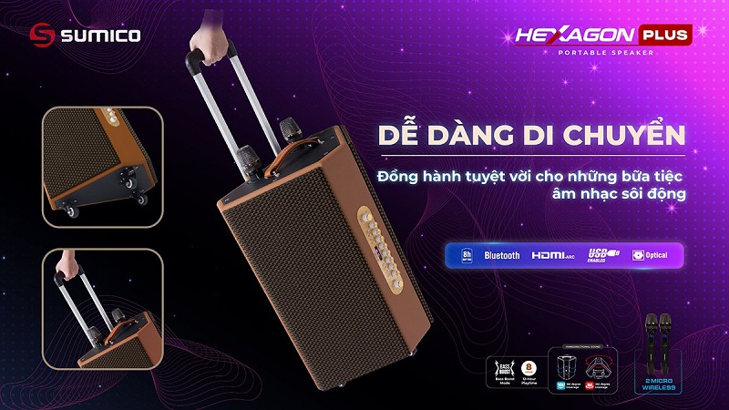 loa sumico hexagon plus với thiết kế dễ dàng di chuyển