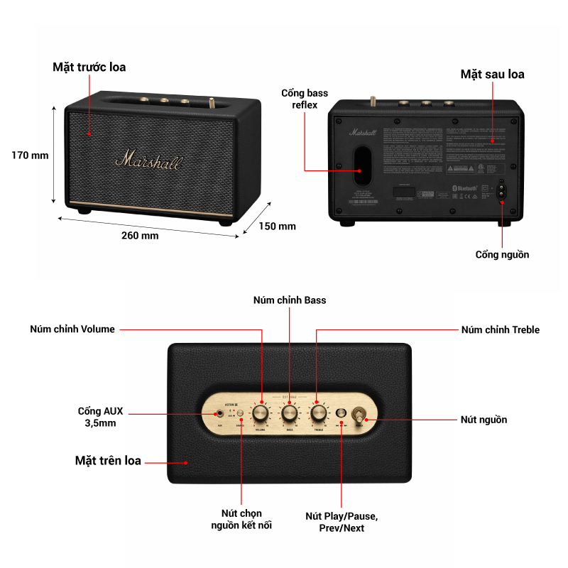 thông số kỹ thuật của loa marshall acton 3