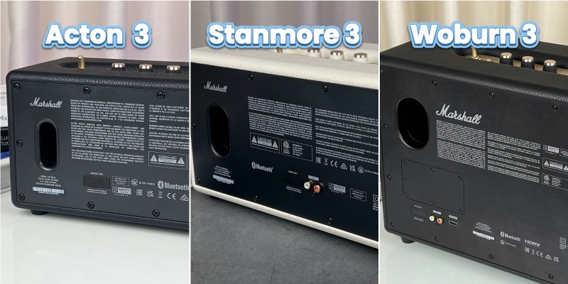 so sánh mặt sau loa acton 3 vs stanmore 3 vs woburn 3