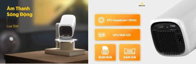 máy chiếu beecube x1 gen 3 âm thanh hiệu suất ấn tượng