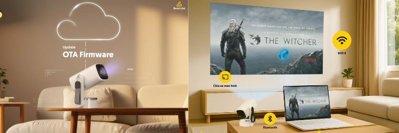 máy chiếu beecube x1 gen 3 kết nối cập nhật nhanh chóng