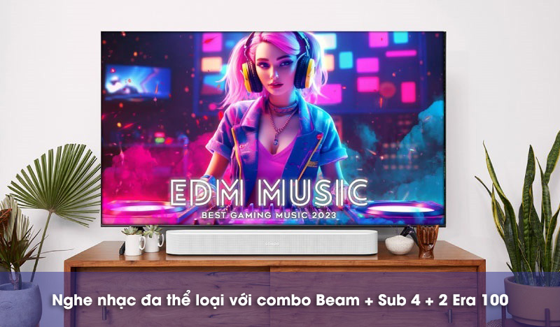 nghe nhạc với combo beam + sub 4 + 2 era 100