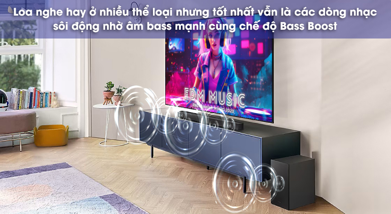 nghe nhạc với loa thanh hw-c450