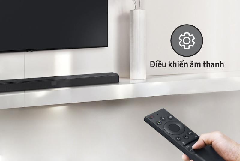 nút cài đặt âm thanh trên soundbar samsung