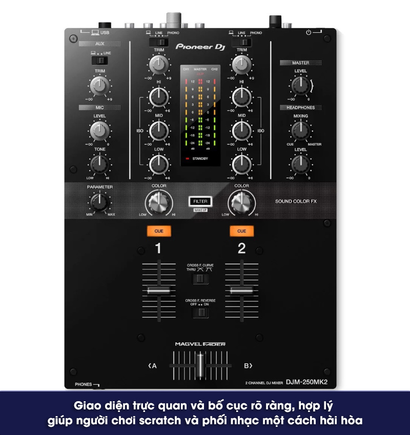 tính năng bàn dj pioneer djm-250 Mk2