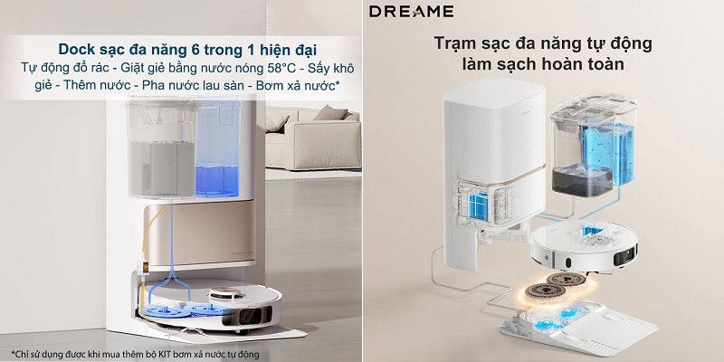 robot hút bụi dreame sạc đa năng