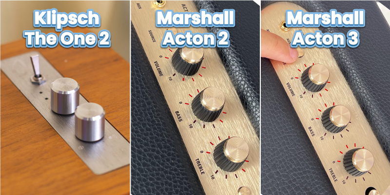 So sánh bảng điều khiển của Klipsch The One 2, Marshall Acton 2, Marshall Acton 3
