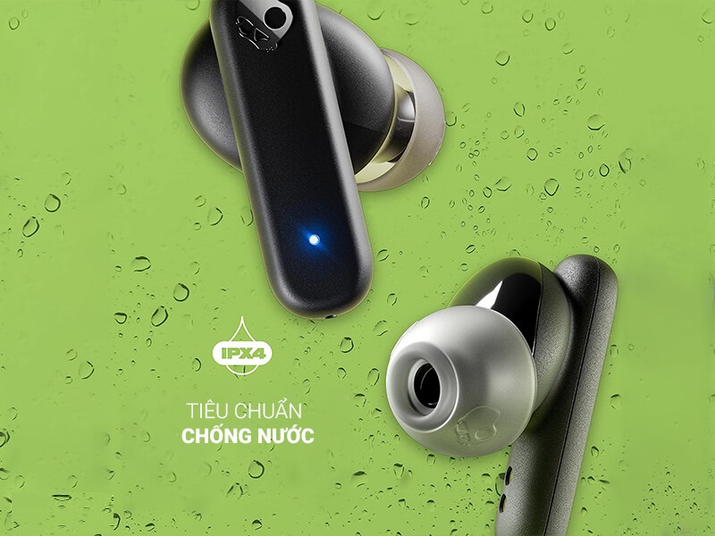 Tai nghe Skullcandy Smokin’ Buds True Wireless được thiết kế với chuẩn kháng nước IPX4