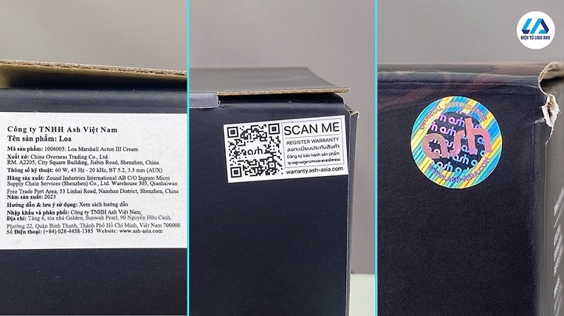 tem ash trên loa marshall acton 3 chính hãng