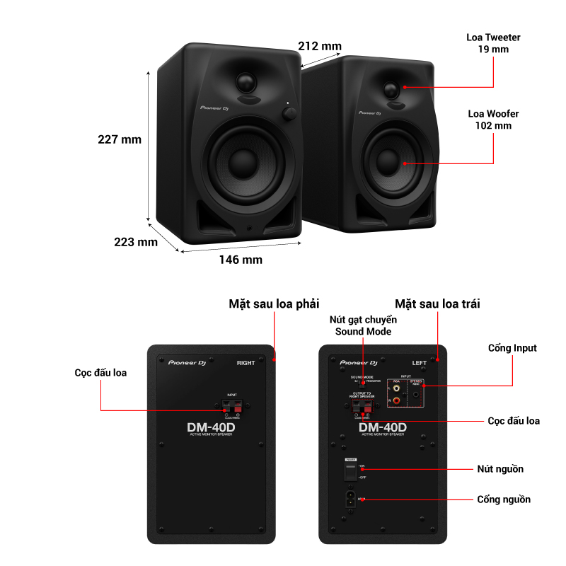 thông số loa pioneer dj dm40d