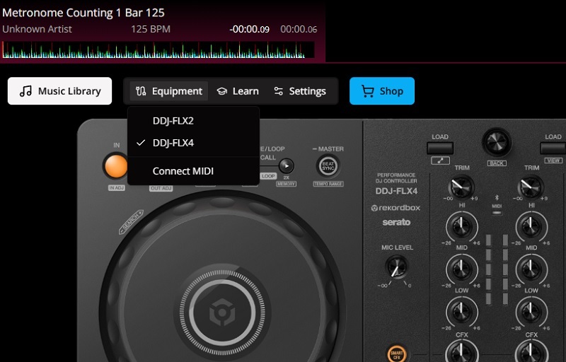 web dj giao diện bàn flx 2 hoặc flx4
