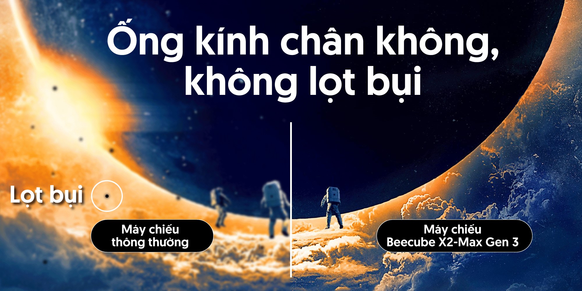 Máy chiếu Beecube X2 Max Gen 3 tích hợp cụm đèn ống kính chân không