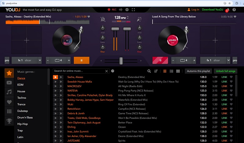 youdj giao diện tổng