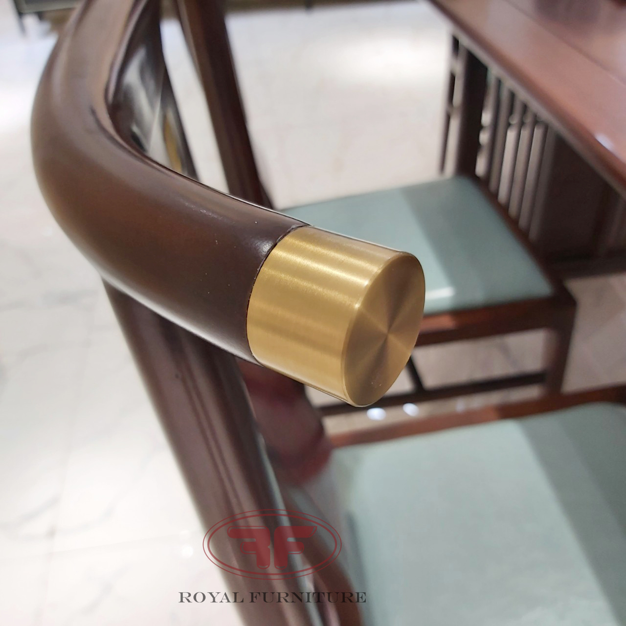 Ghế ăn nhập khẩu cao cấp indochine da màu vàng cam và xanh ngọc bích A01