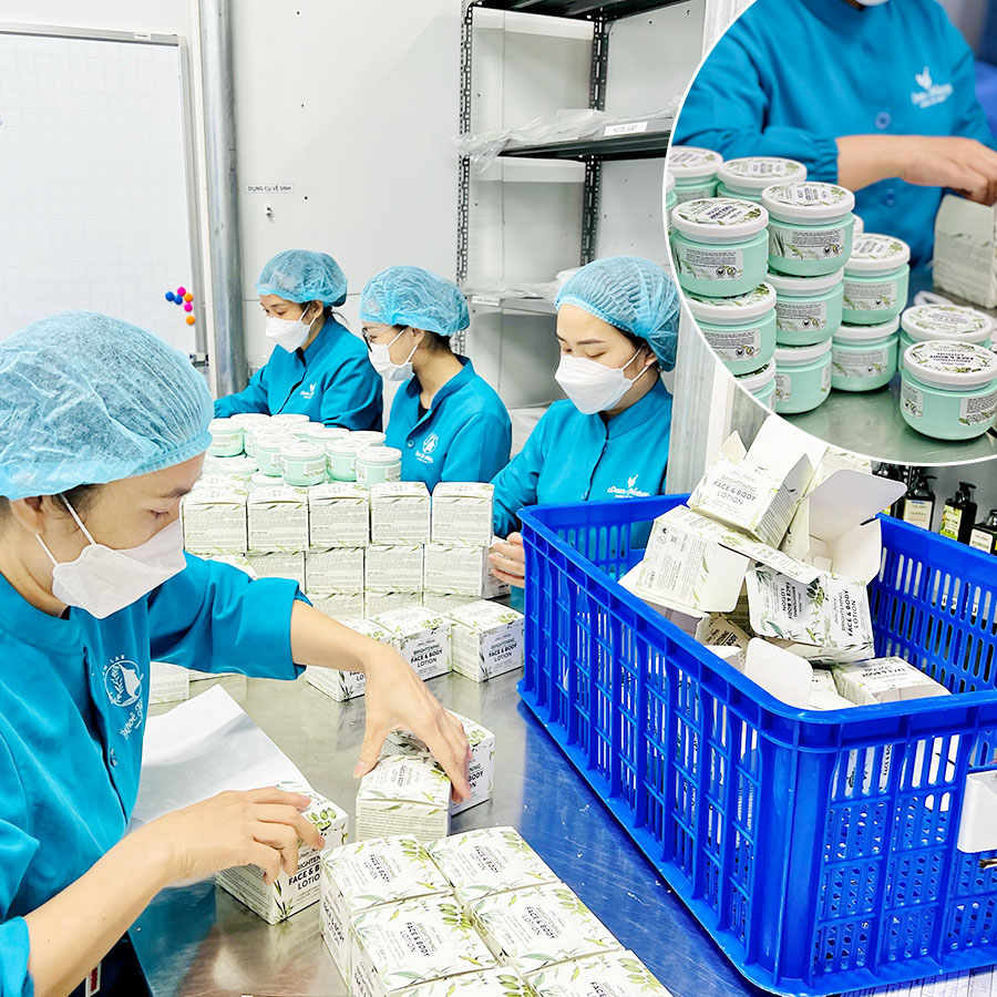 Bên trong không gian pha chế mỹ phẩm hiện đại, sạch sẽ của Dear Nature