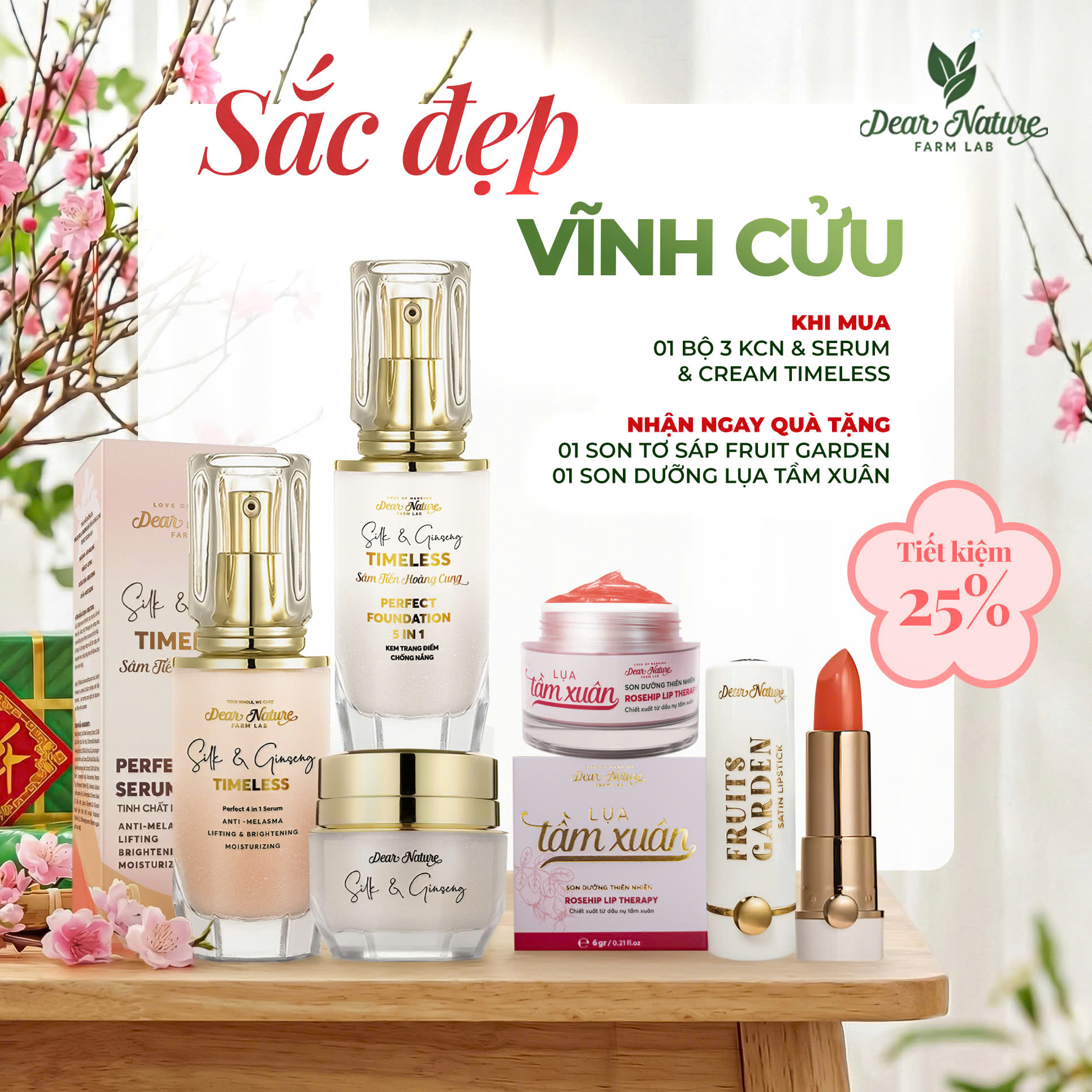 Bộ mỹ phẩm chống lão hóa Timeless Sắc Đẹp Vĩnh Cửu Dear Nature