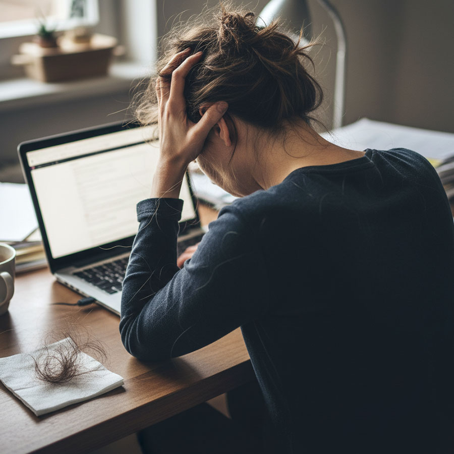 Căng thẳng, stress, và thay đổi sinh lý nội tiết là nguyên nhân chính gây rụng tóc
