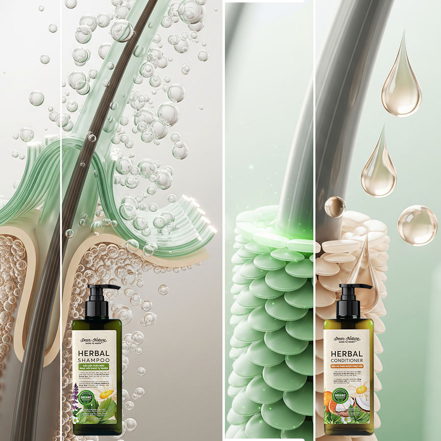 Cơ chế hoạt động khác nhau của dầu gội và dầu xả thảo dược