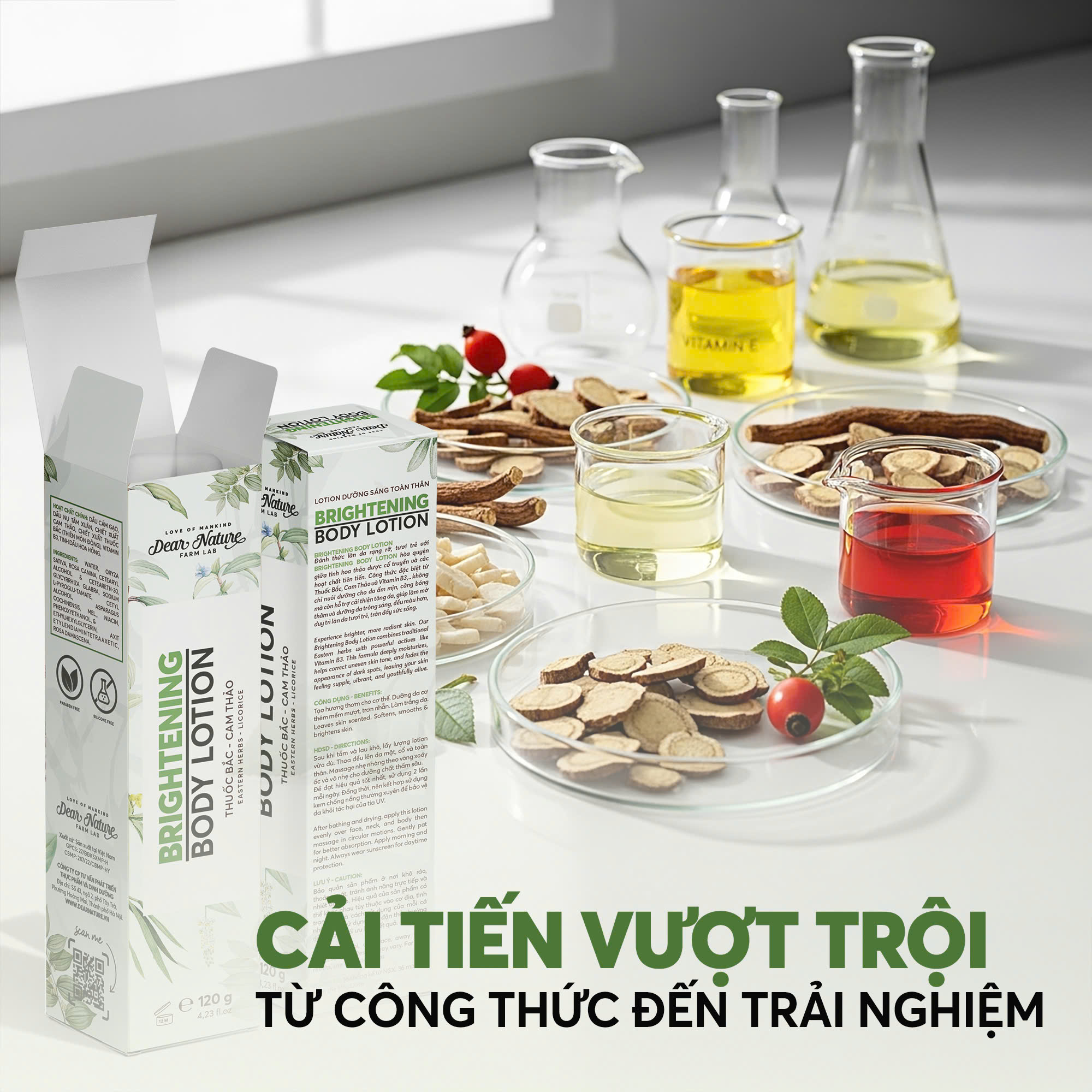 Công thức mới của Brightening Body Lotion được bổ sung dược liệu Thiên Môn Đông và Cam Thảo