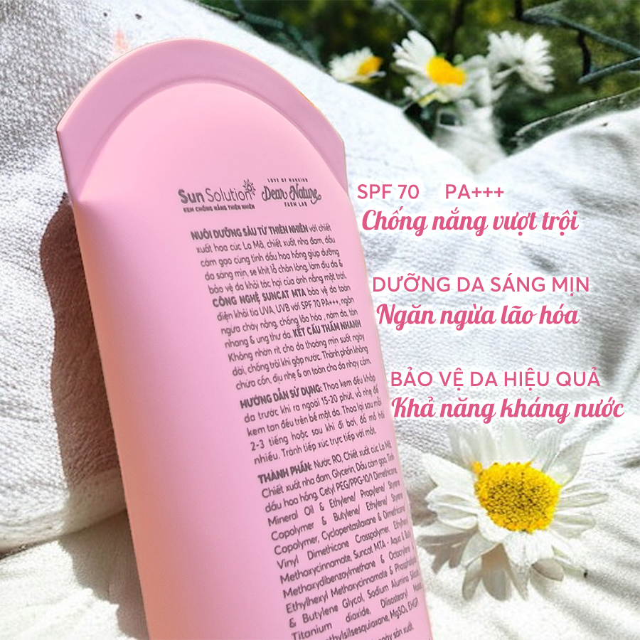 Kem chống nắng Sun Solution của Dear Nature phiên bản 2024 với mang lọc chống nắng thế hệ mới SUNCAT MTA