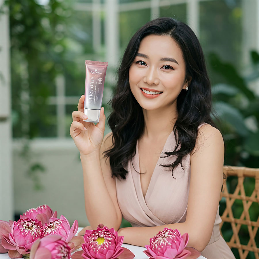 Kem chống nắng trang điểm Sen Hồng Hào Dear Nature Little Lotus SPF 50+