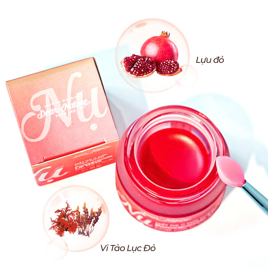 Mặt nạ ủ môi NỤ Lựu Đỏ Dear Nature kết hợp Lựu Đỏ và Vi Tảo Lục Đỏ giúp giảm thâm môi