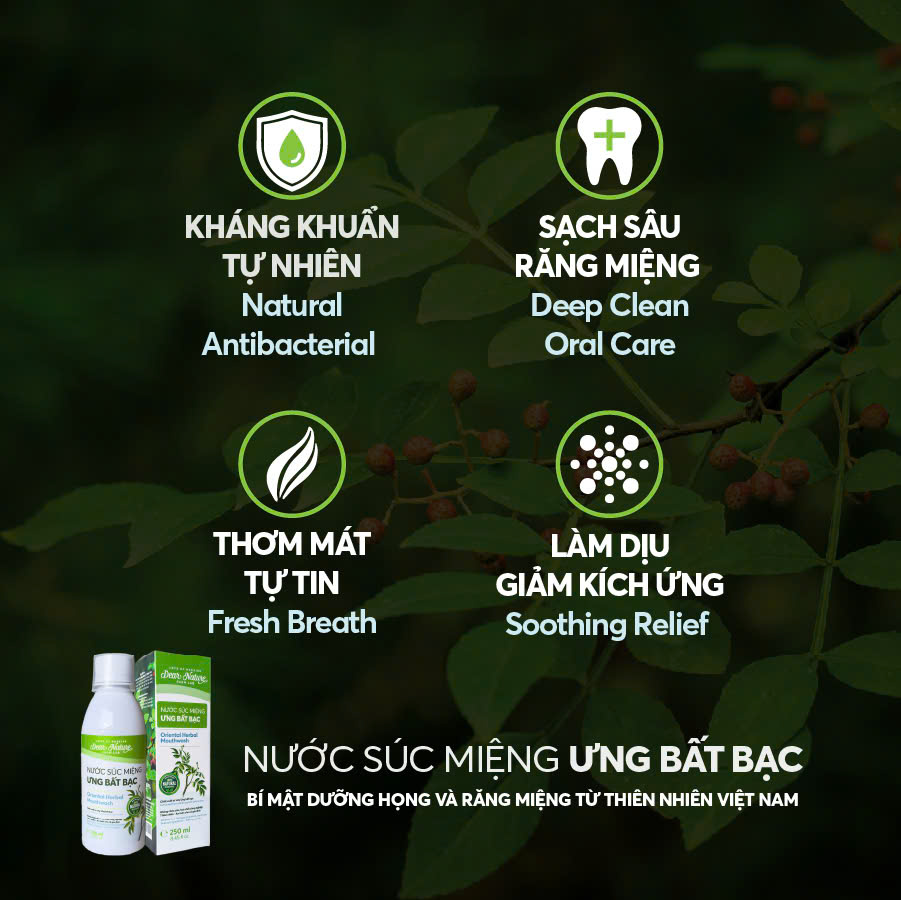 Nước súc miệng Ưng Bất Bạc là lựa chọn an toàn cho cả gia đình và trẻ em"