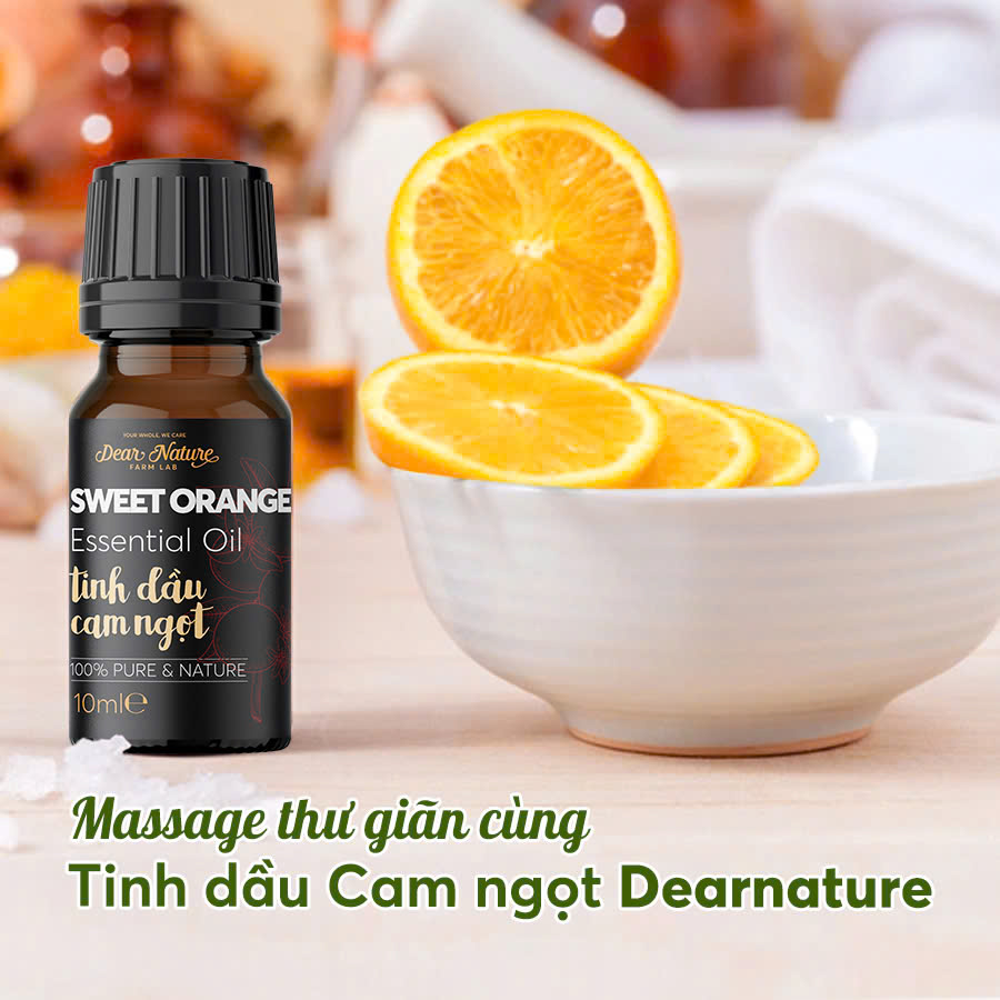 Pha tinh dầu cam ngọt Dear Nature với dầu nền để massage thư giãn