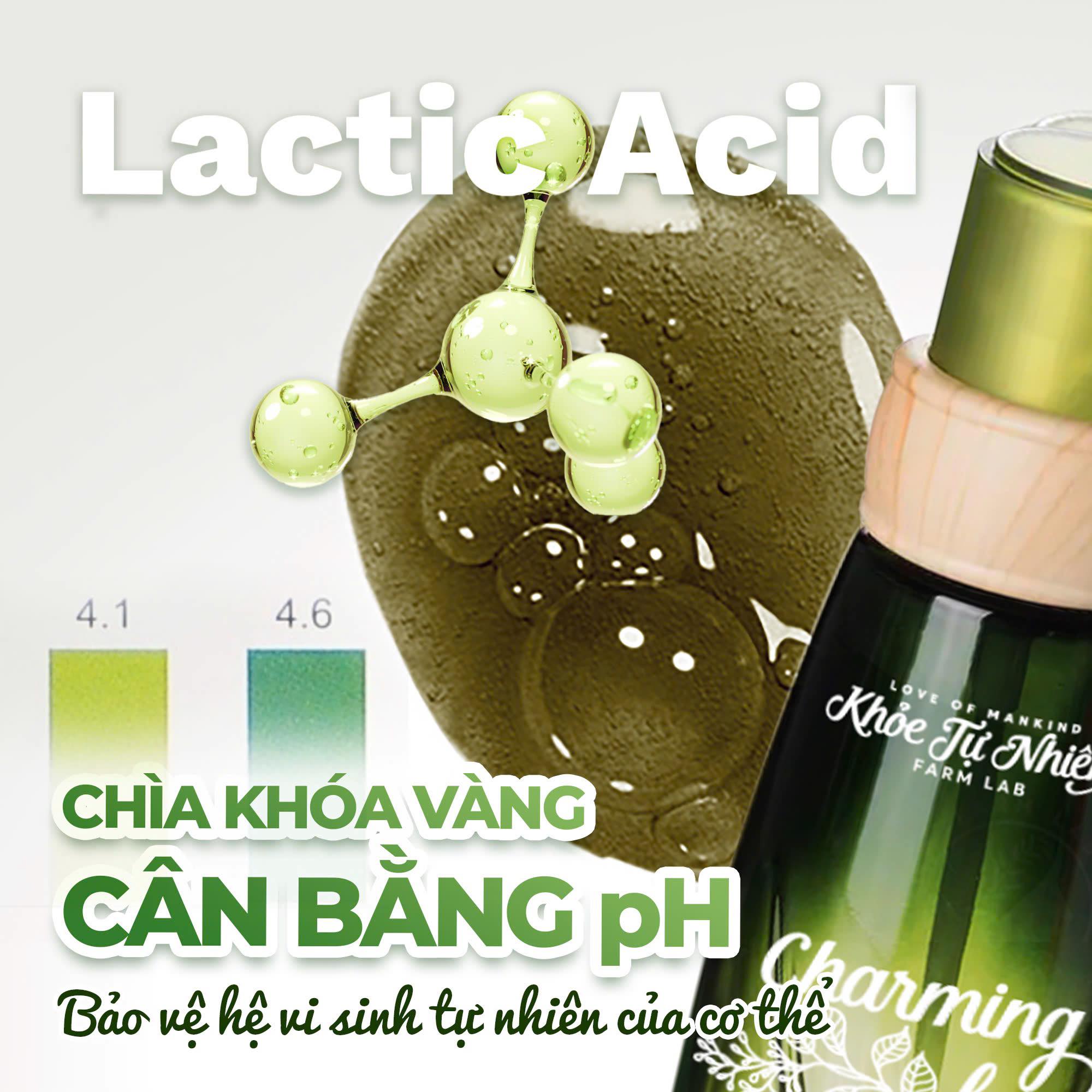 Thành phần Trầu Không, Lactic Acid trong dung dịch vệ sinh Charming Lady giúp khử mùi, cân bằng pH