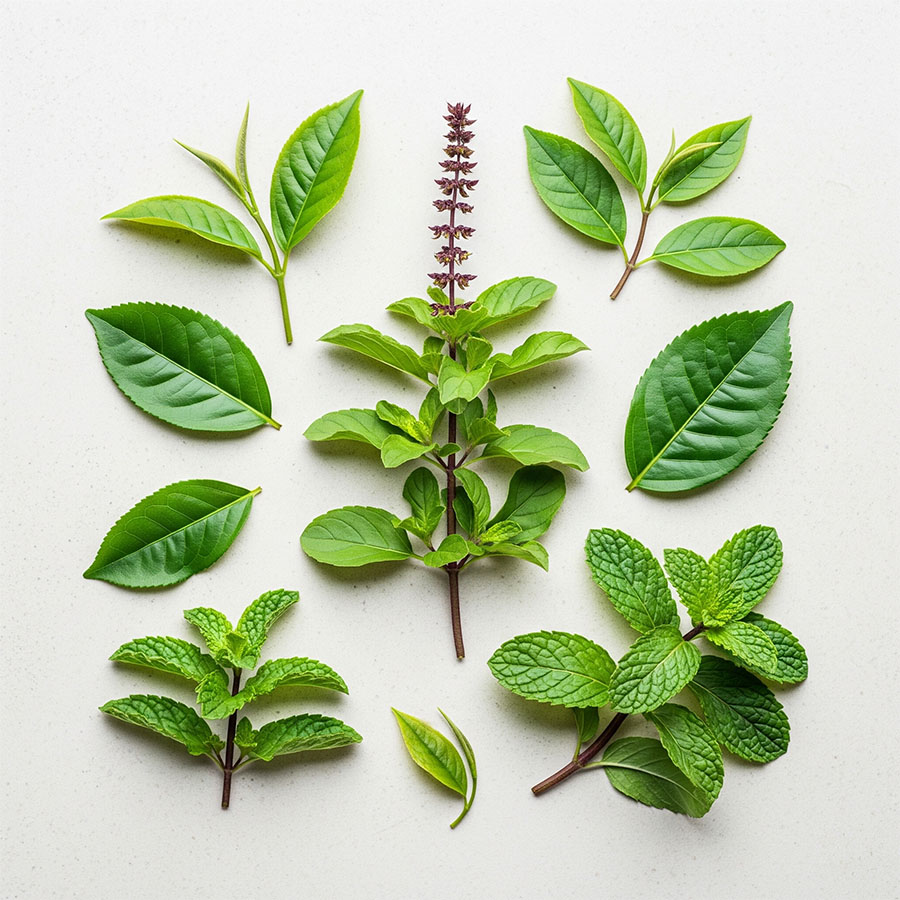 Các loại thảo dược như Hương Nhu, Bạc Hà giúp cân bằng da đầu dầu